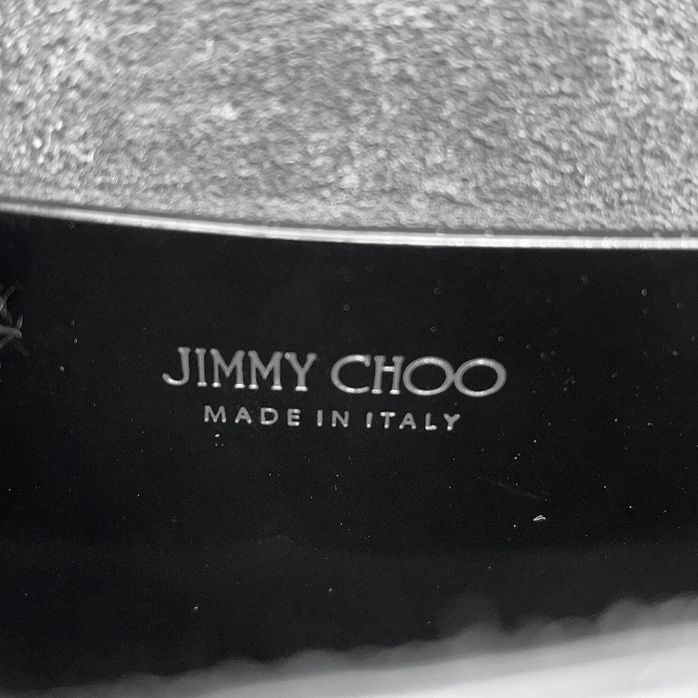 JIMMY CHOO Star Studded Chain Shoulder Bag Black Croco embossed leather
