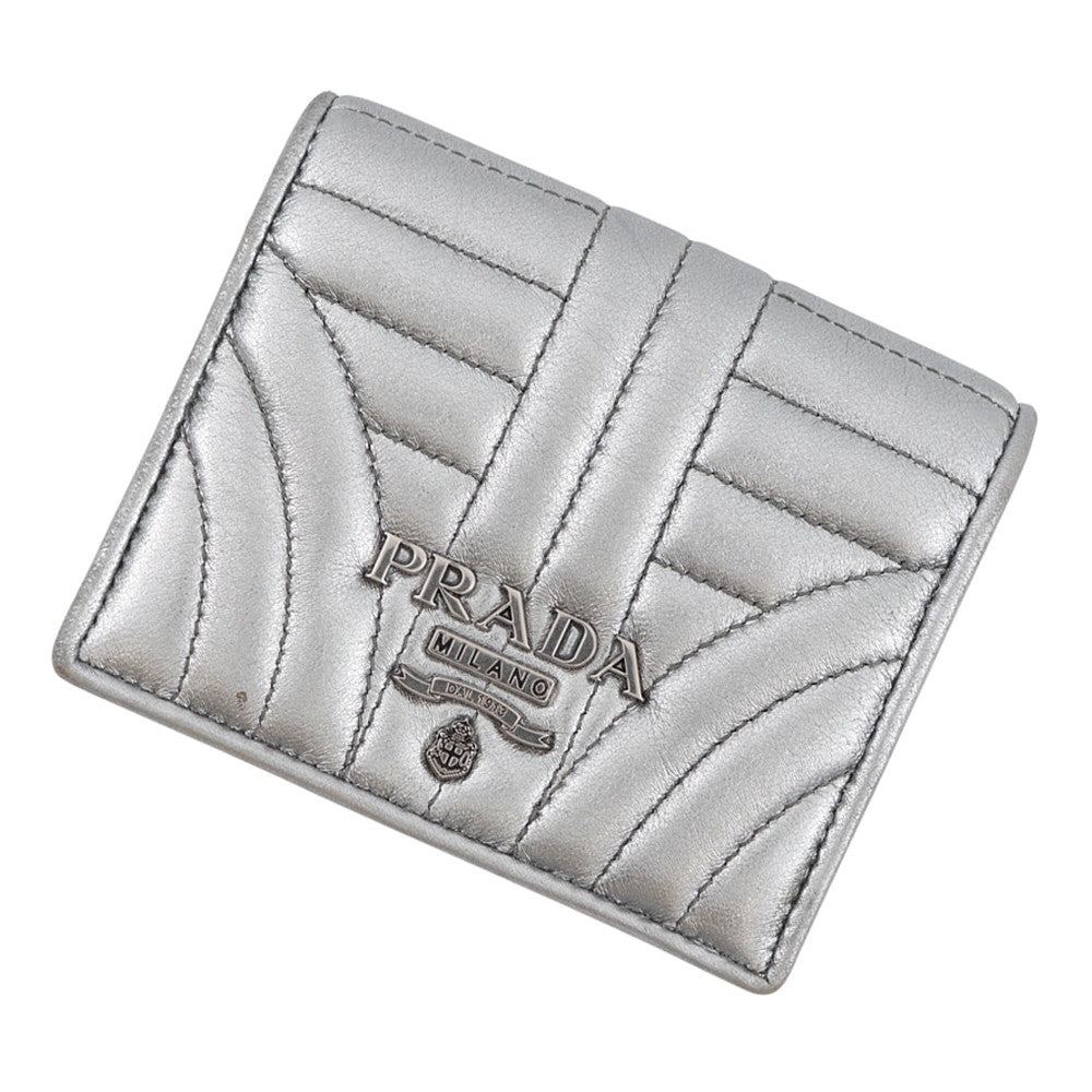 PRADA Folded wallet Silver1MV204 Leather