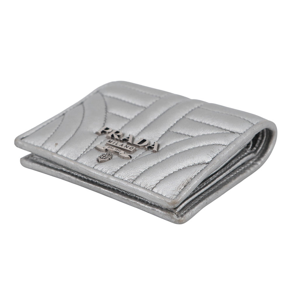 PRADA Folded wallet Silver1MV204 Leather