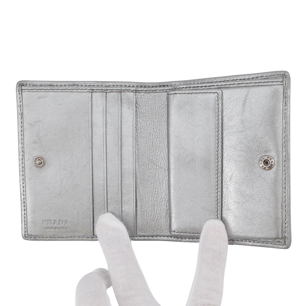 PRADA Folded wallet Silver1MV204 Leather