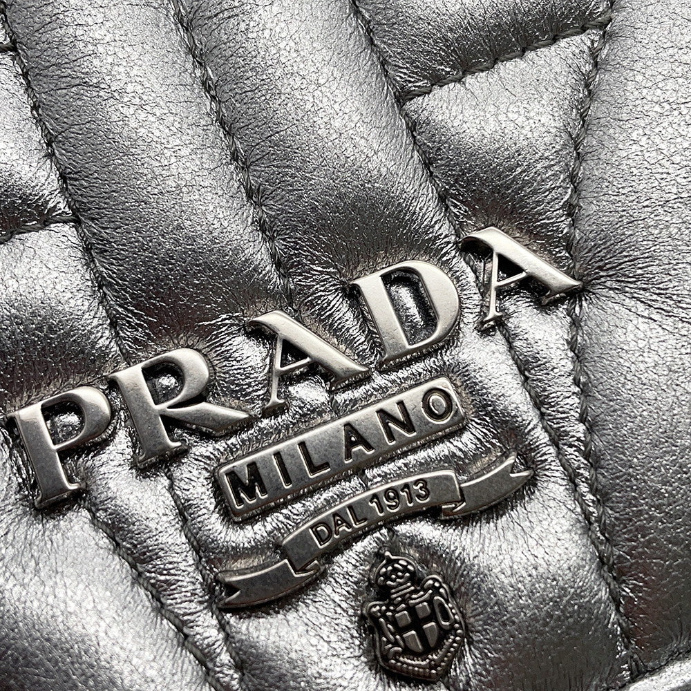 PRADA Folded wallet Silver1MV204 Leather