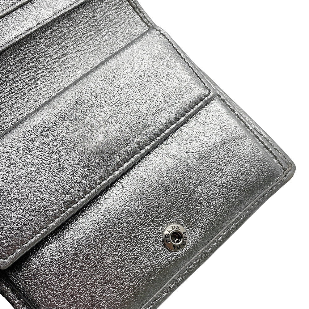 PRADA Folded wallet Silver1MV204 Leather