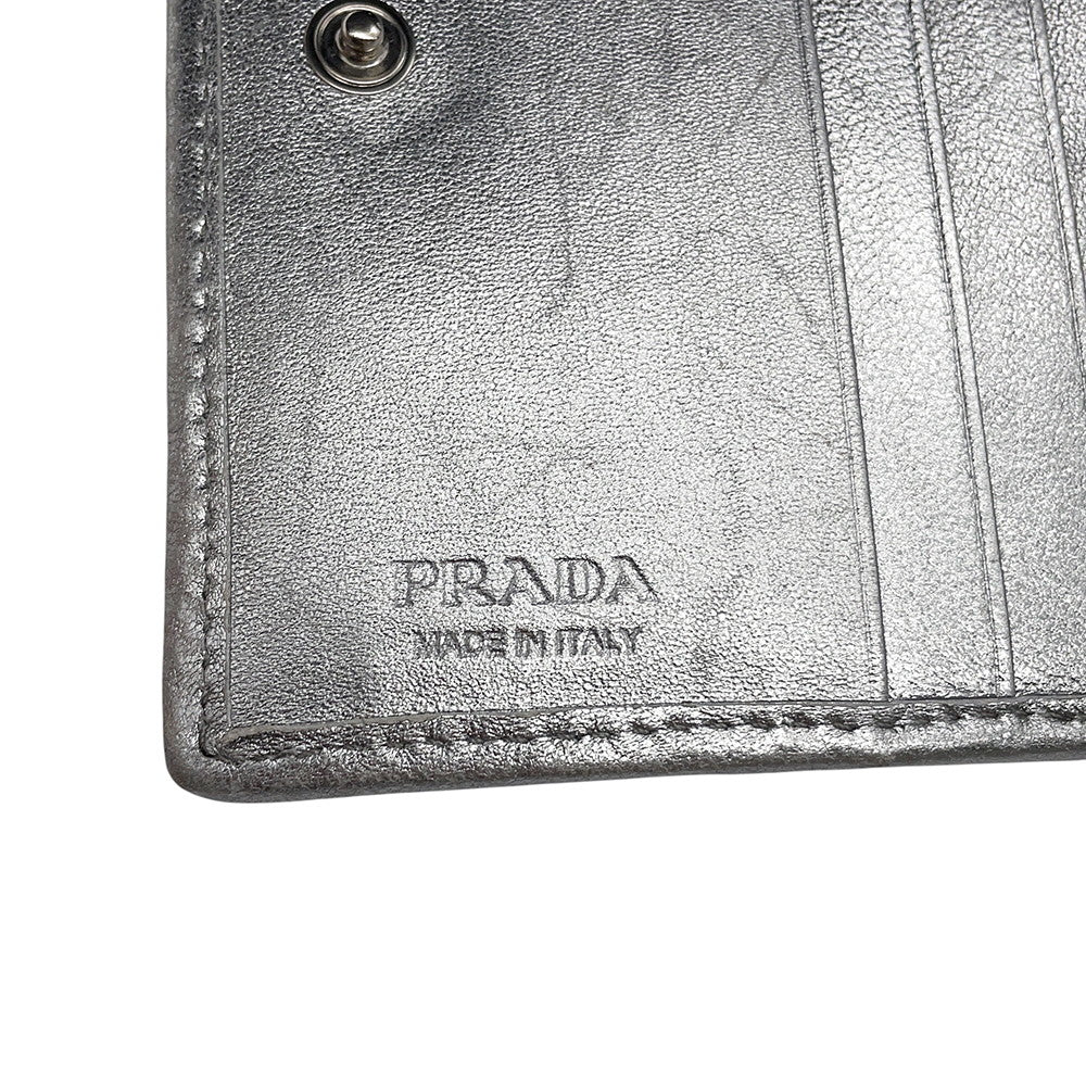 PRADA Folded wallet Silver1MV204 Leather
