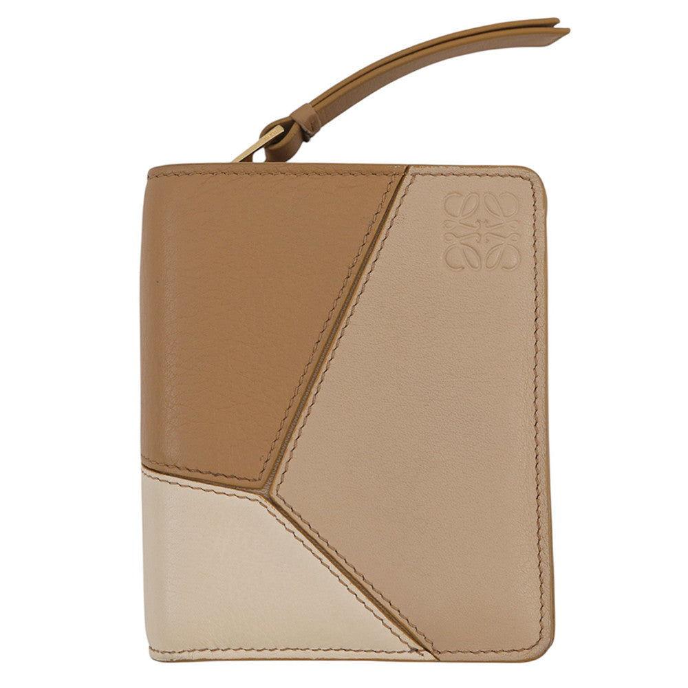 LOEWE Puzzle Compact Wallet Brown/Beige/IvoryC510Z41X01 Leather