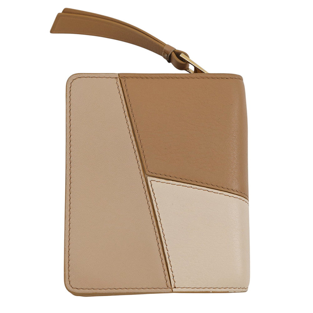 LOEWE Puzzle Compact Wallet Brown/Beige/IvoryC510Z41X01 Leather