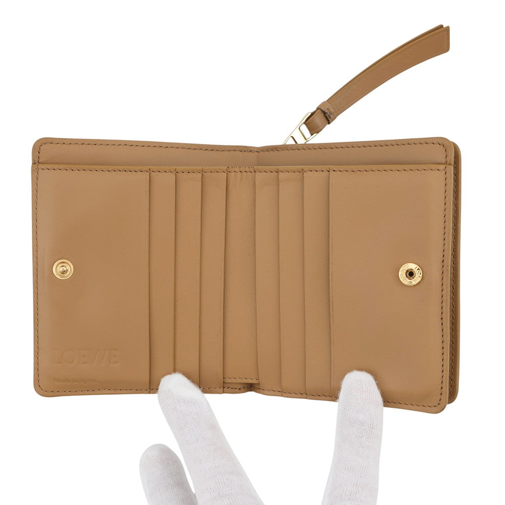 LOEWE Puzzle Compact Wallet Brown/Beige/IvoryC510Z41X01 Leather