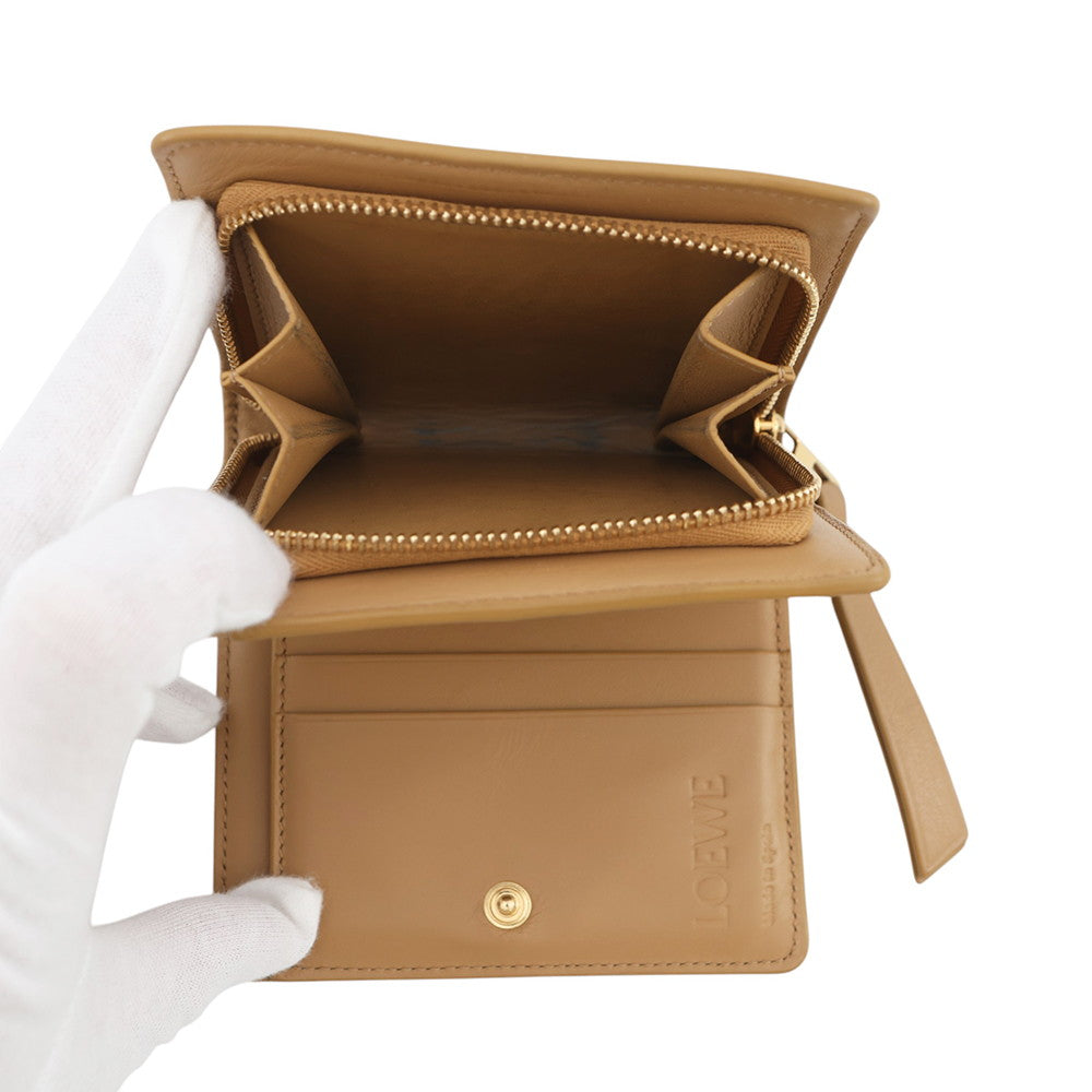 LOEWE Puzzle Compact Wallet Brown/Beige/IvoryC510Z41X01 Leather