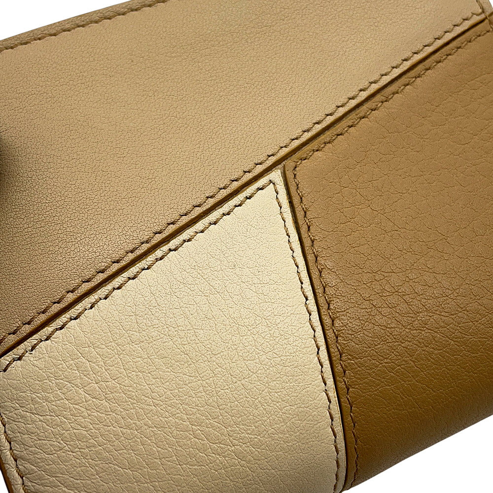 LOEWE Puzzle Compact Wallet Brown/Beige/IvoryC510Z41X01 Leather