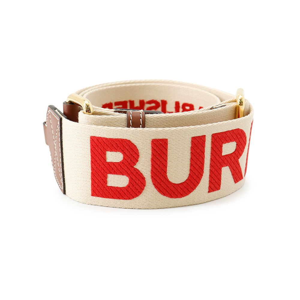 BURBERRY Logo Shoulder Strap Beige/Brown/Red8066064 Canvas