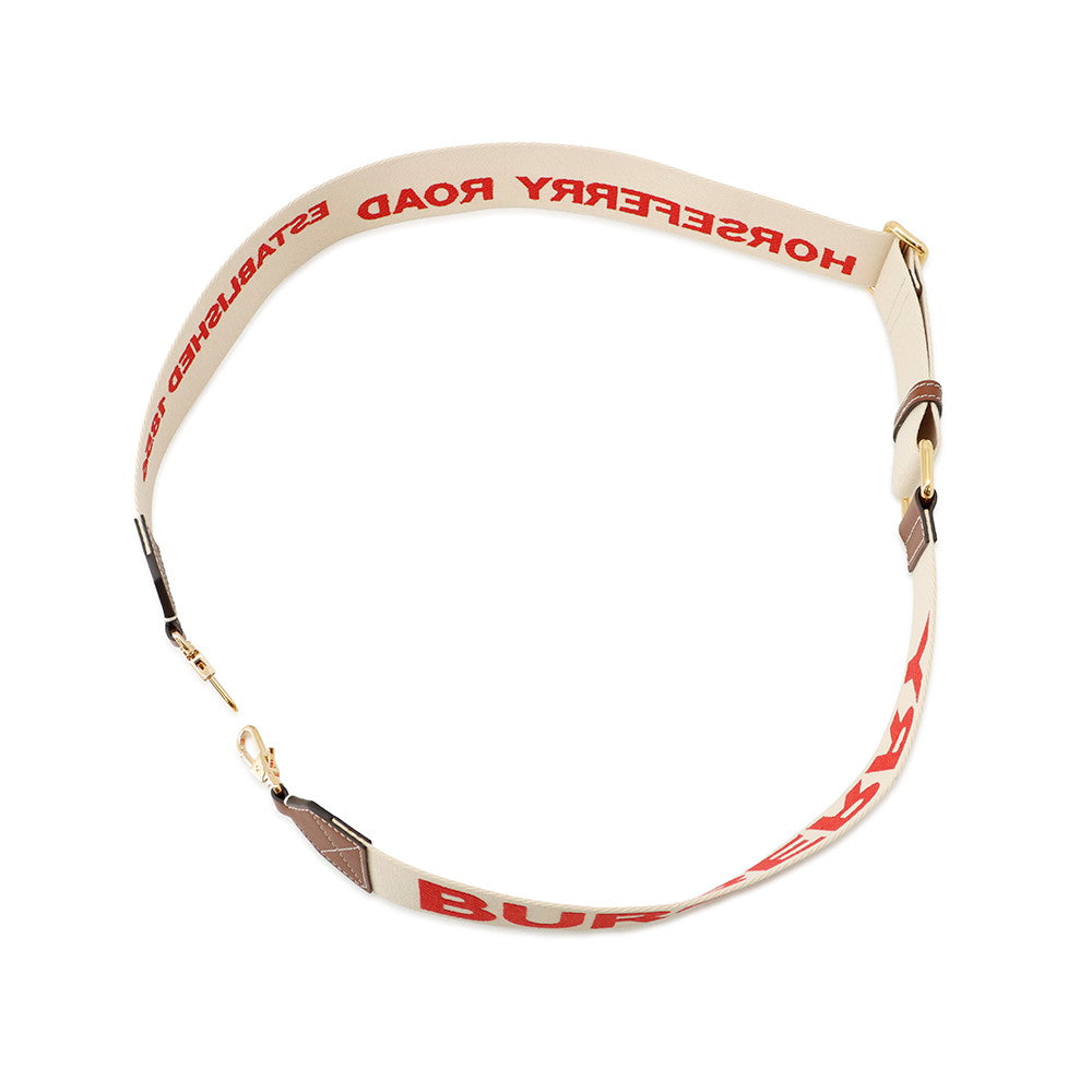 BURBERRY Logo Shoulder Strap Beige/Brown/Red8066064 Canvas