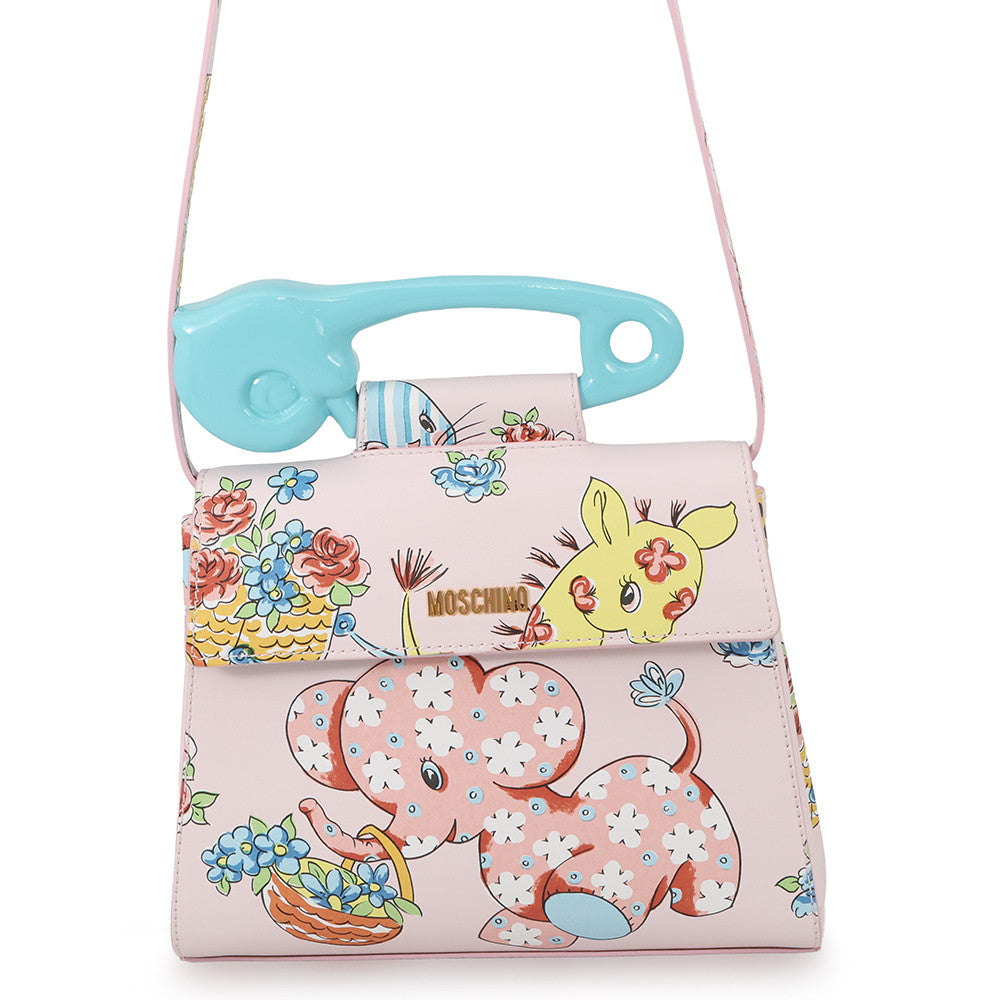MOSCHINO Moschino Carica Animal 2-Way Handbag Pink/Multicolor Leather