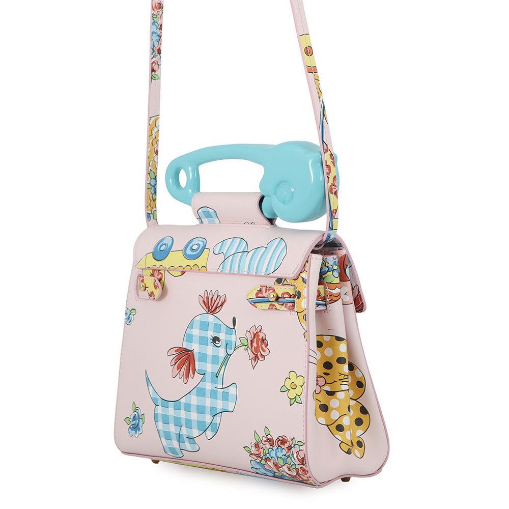 MOSCHINO Moschino Carica Animal 2-Way Handbag Pink/Multicolor Leather