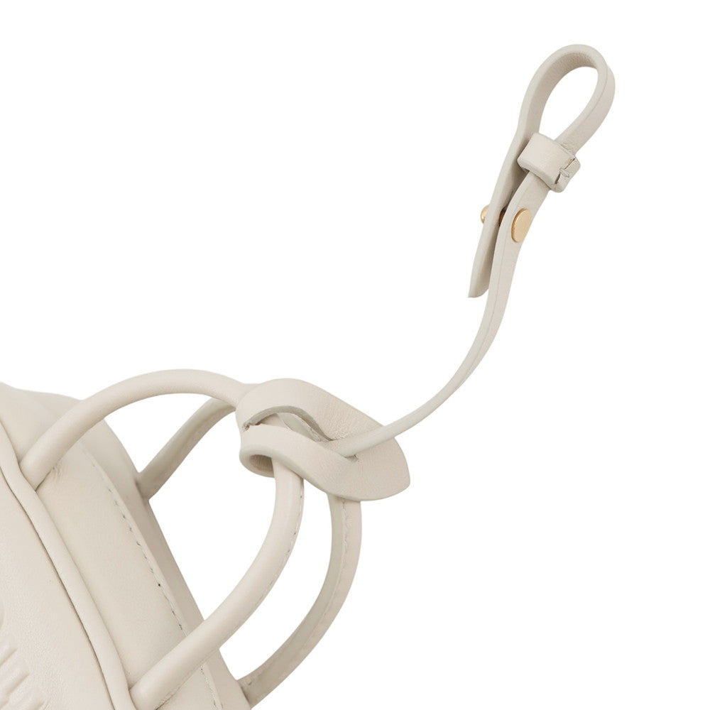 MIUMIU Embossed Logo Bag Charm Ivory5NR036 Leather