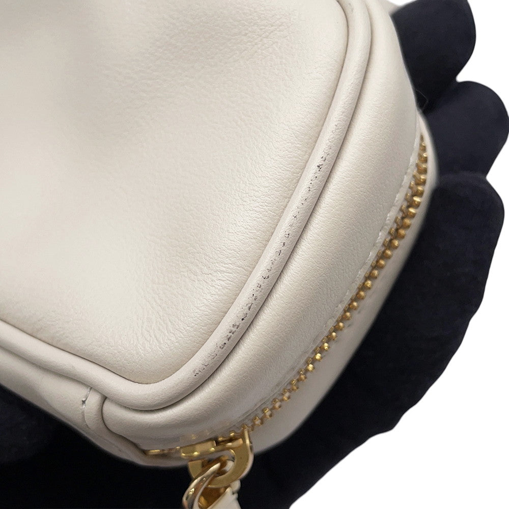 MIUMIU Embossed Logo Bag Charm Ivory5NR036 Leather