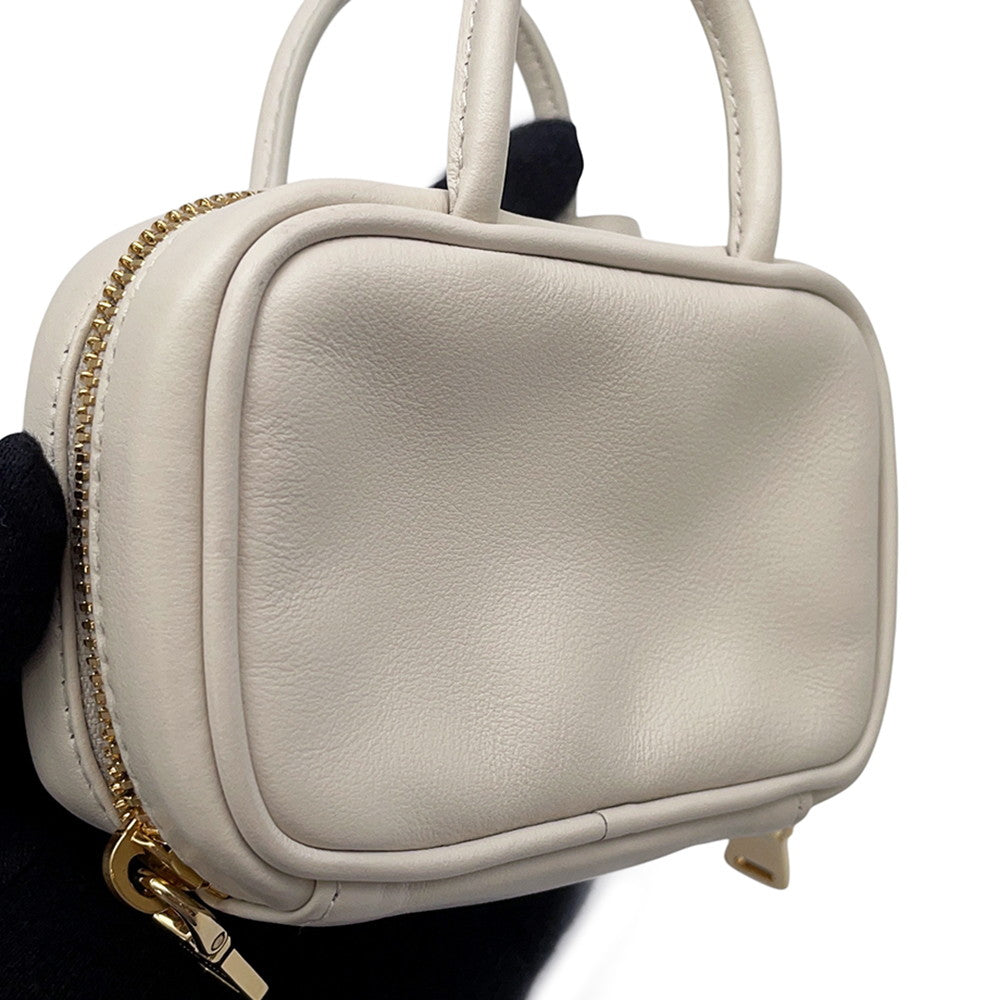 MIUMIU Embossed Logo Bag Charm Ivory5NR036 Leather