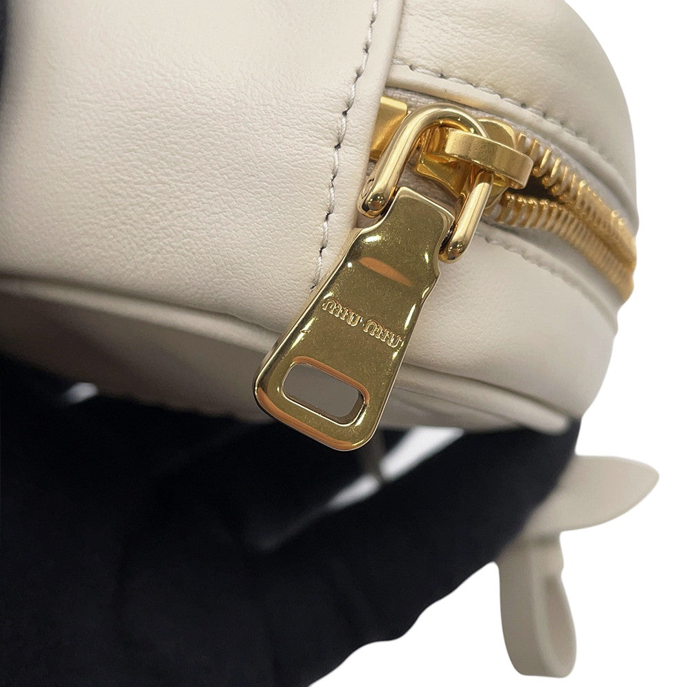 MIUMIU Embossed Logo Bag Charm Ivory5NR036 Leather