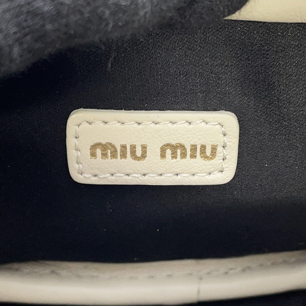 MIUMIU Embossed Logo Bag Charm Ivory5NR036 Leather