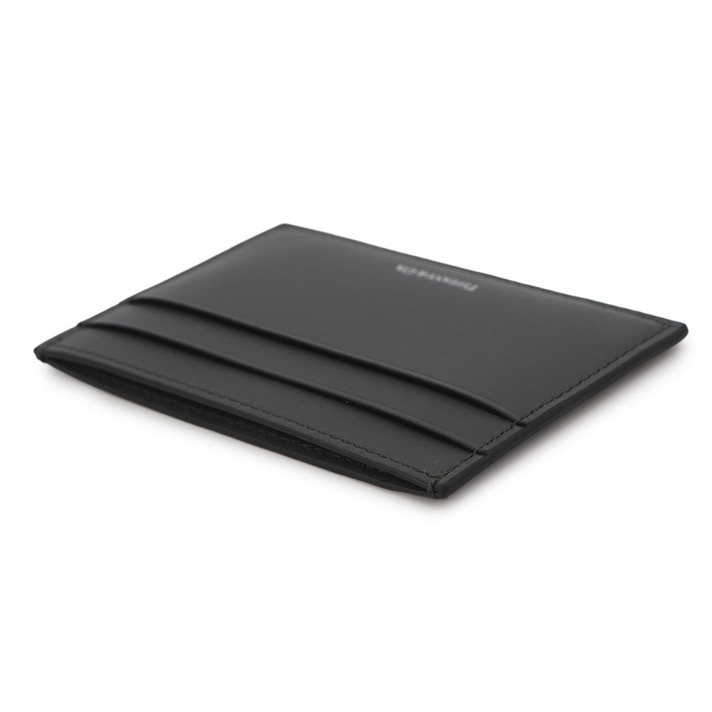 TIFFANY&Co. Logo Card Case Gray Leather