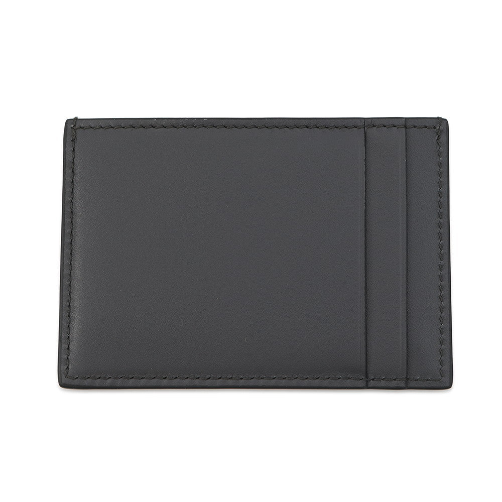 TIFFANY&Co. Logo Card Case Gray Leather