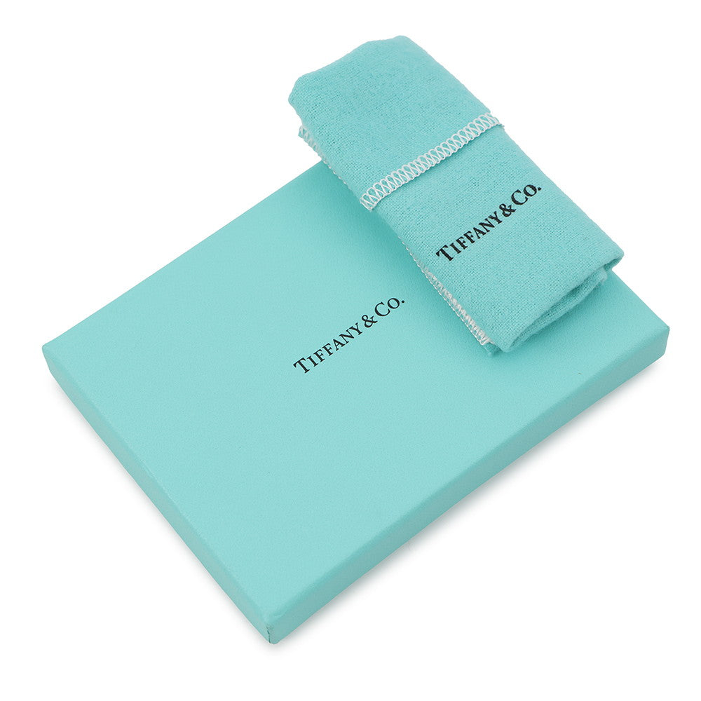TIFFANY&Co. Logo Card Case Gray Leather