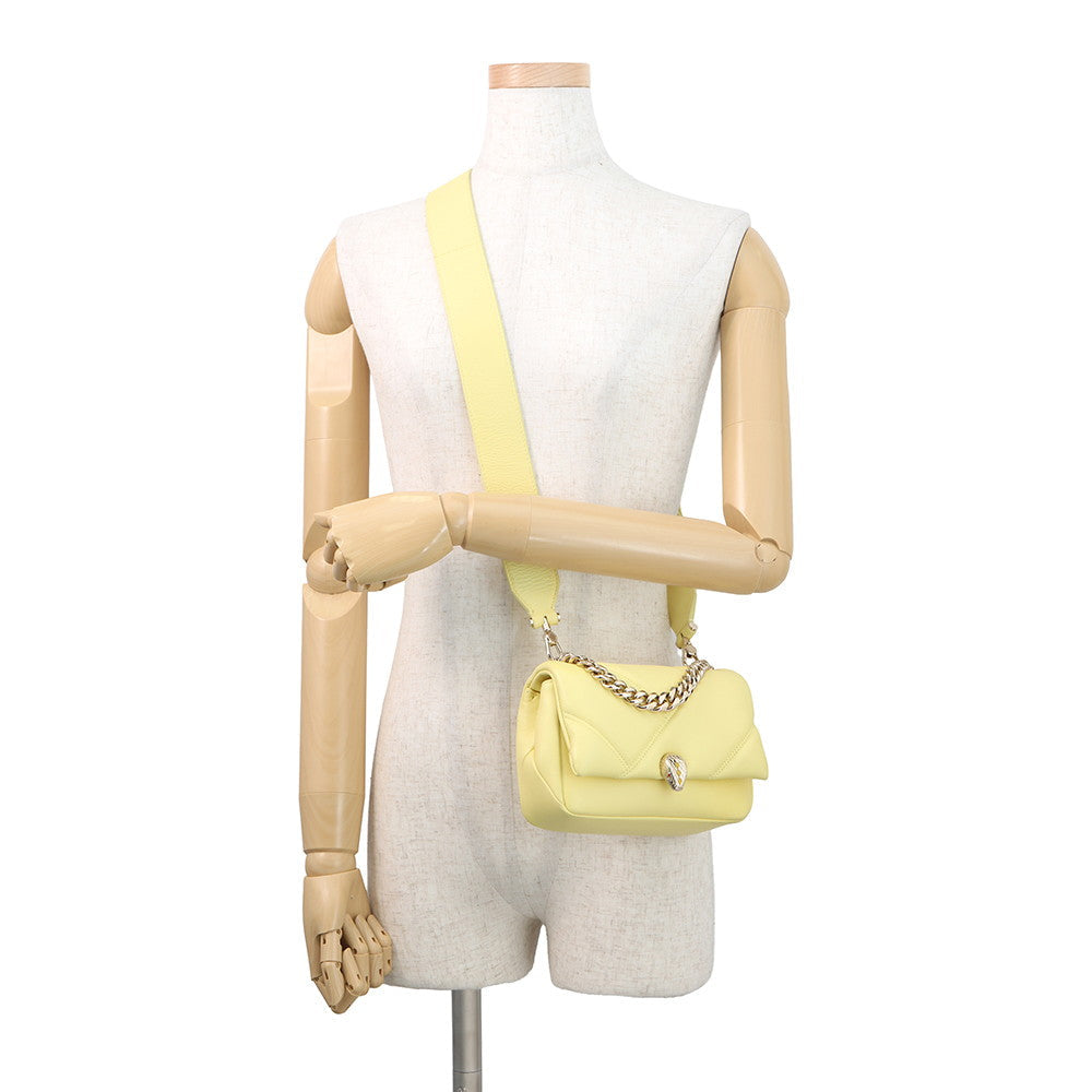 BVLGARI Serpenti Cabochon Shoulder Bag Yellow291086 Calf Leather Size Mini