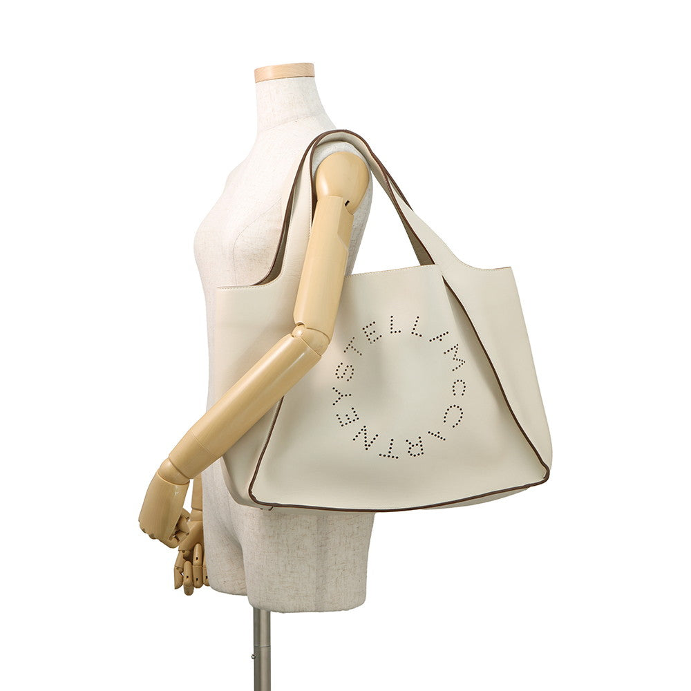 Stella McCartney Perforated Logo Tote Bag White502793 W8542 9000 Leather