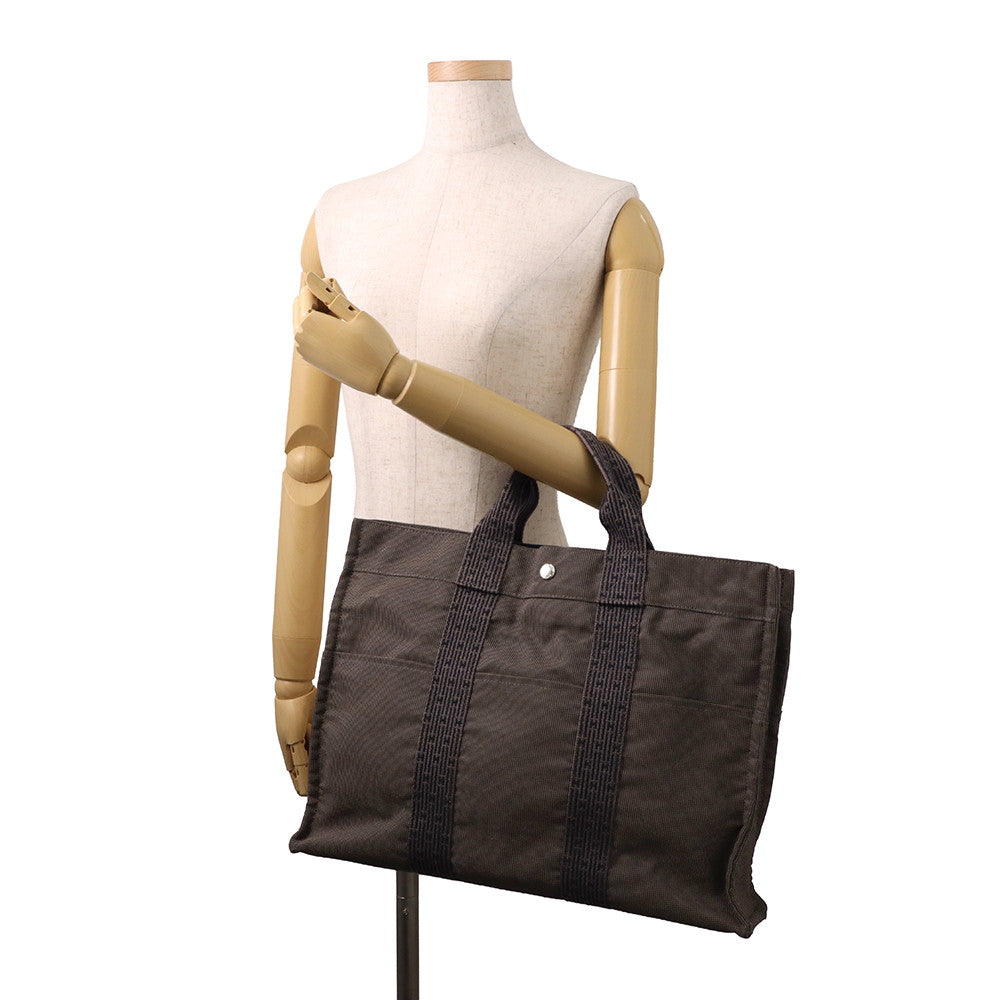 HERMES Her Line Tote Bag Gray Canvas Size MM