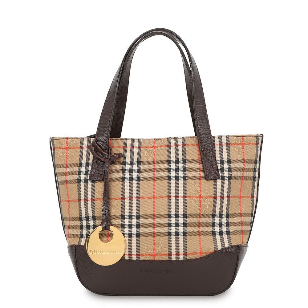 BURBERRY Nova Check Handbag Beige/Brown Canvas Leather