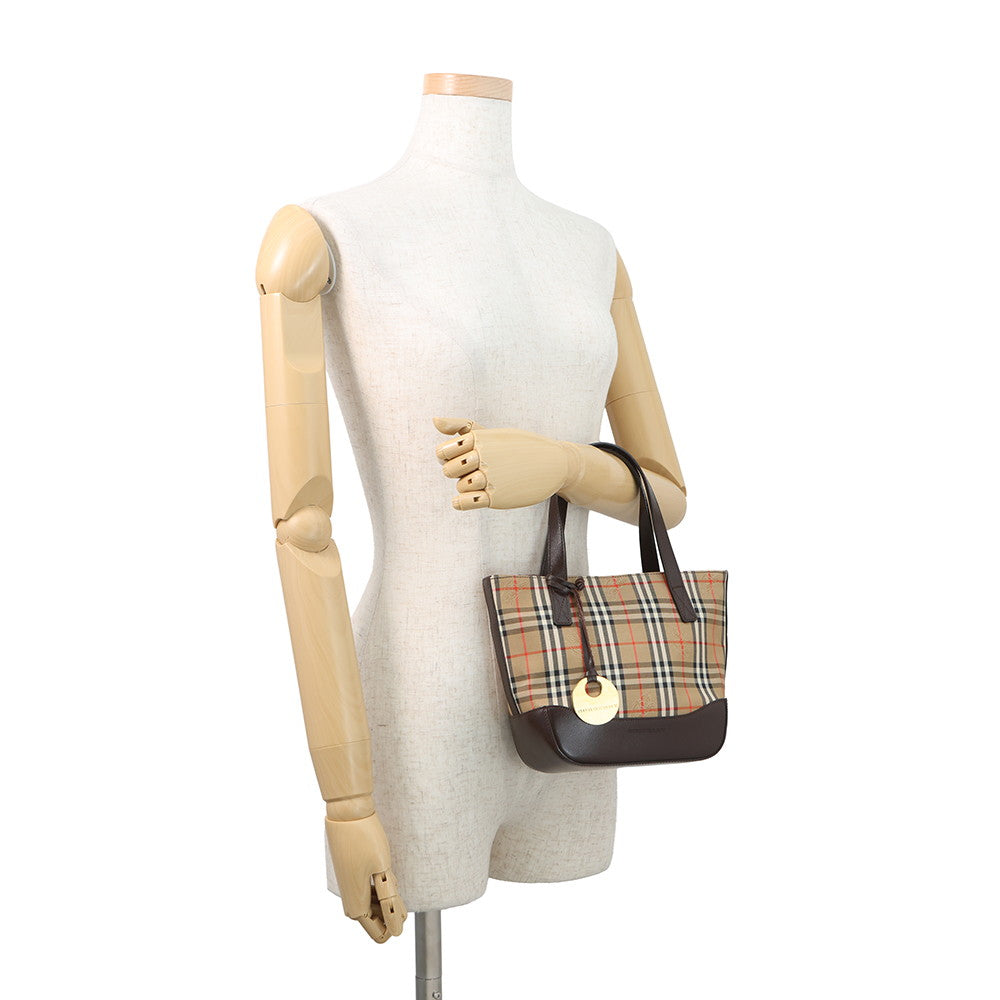 BURBERRY Nova Check Handbag Beige/Brown Canvas Leather