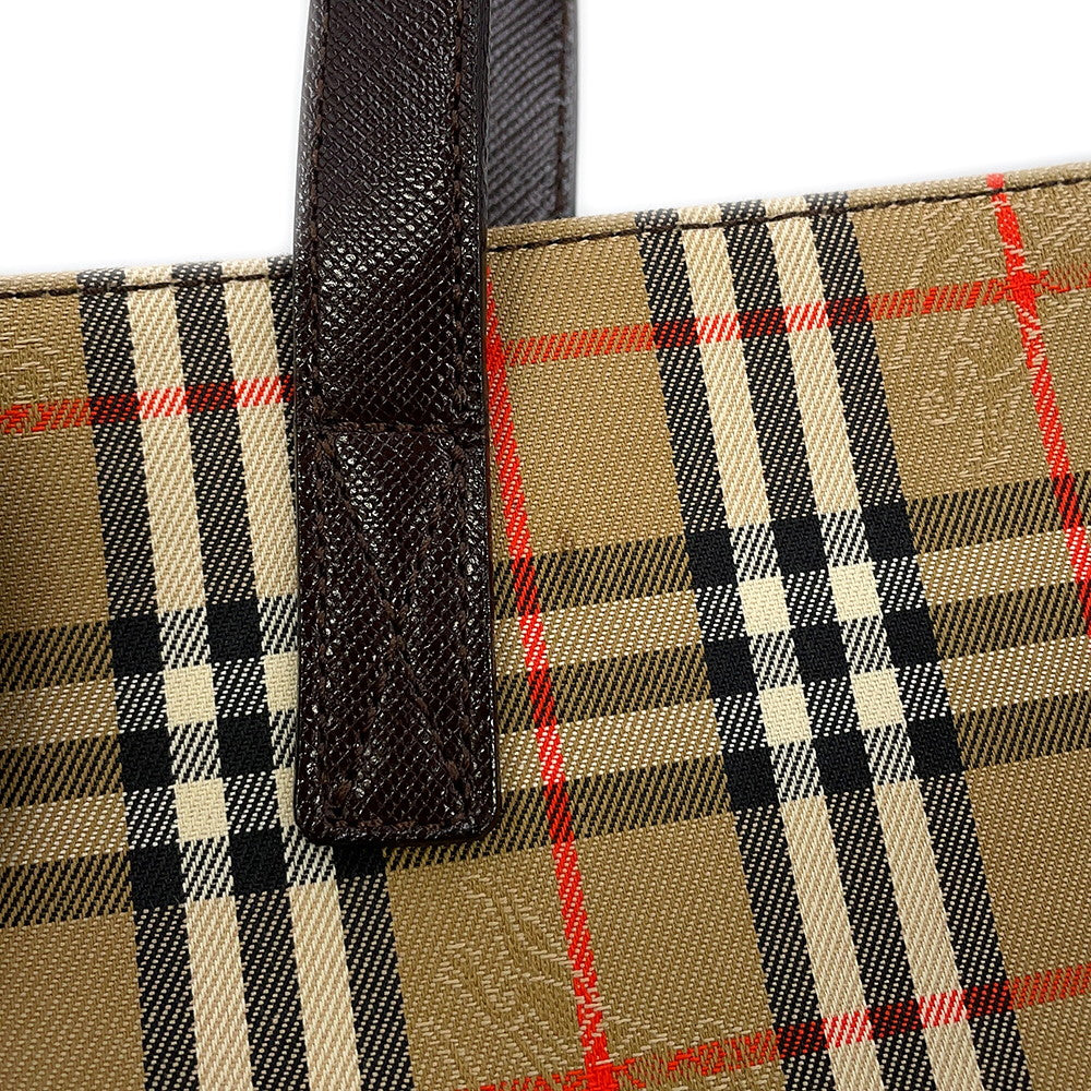 BURBERRY Nova Check Handbag Beige/Brown Canvas Leather