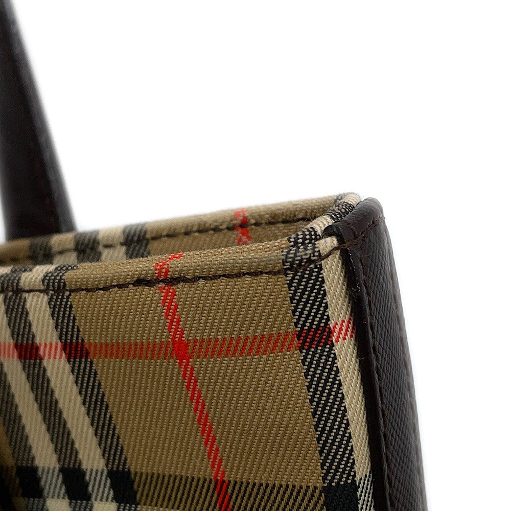 BURBERRY Nova Check Handbag Beige/Brown Canvas Leather