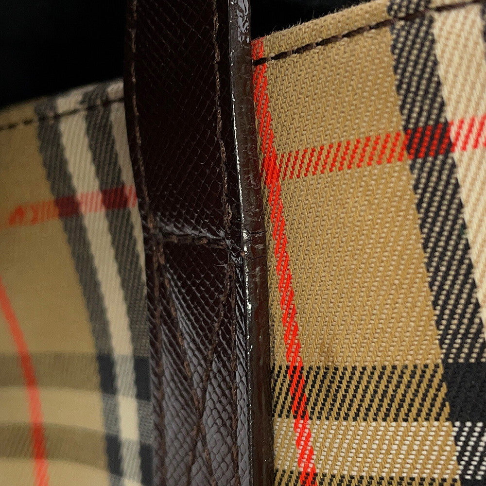 BURBERRY Nova Check Handbag Beige/Brown Canvas Leather