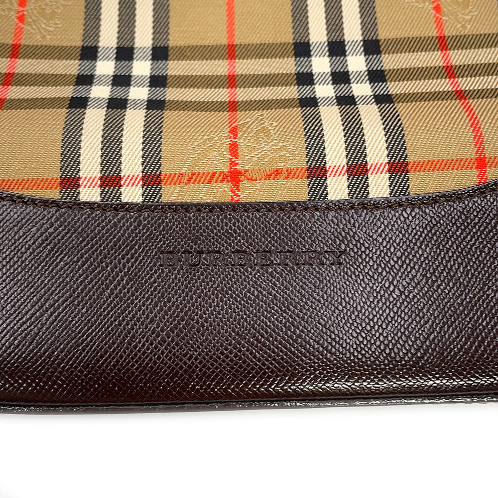 BURBERRY Nova Check Handbag Beige/Brown Canvas Leather