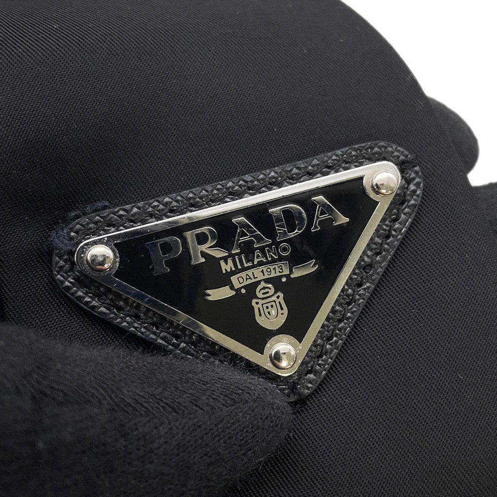 PRADA Triangle Logo Tie Black 100% recycled Polyamide