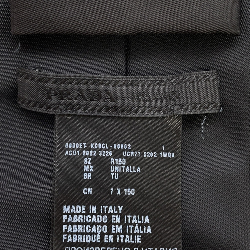 PRADA Triangle Logo Tie Black 100% recycled Polyamide