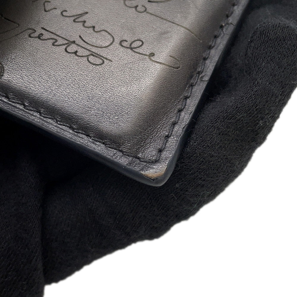 Berluti Calligraphy Card Case Gray Leather