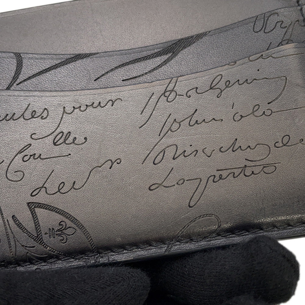Berluti Calligraphy Card Case Gray Leather