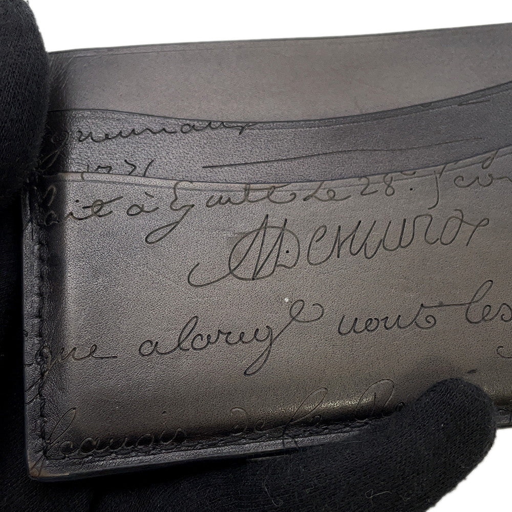Berluti Calligraphy Card Case Gray Leather