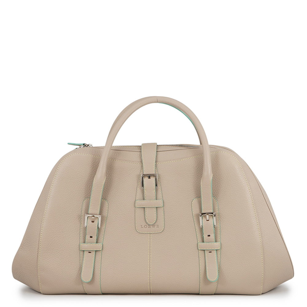LOEWE Senda Travel Bag Beige Leather