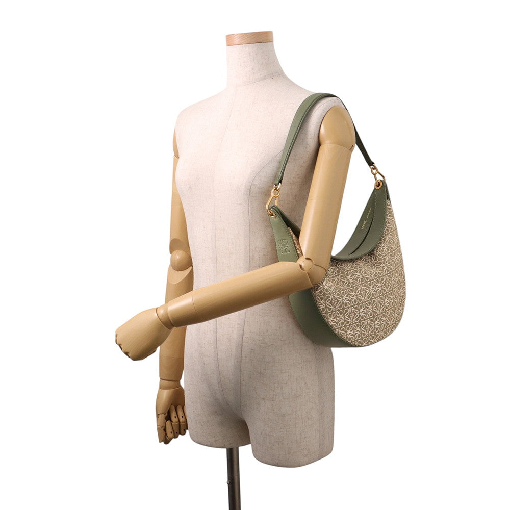 LOEWE Luna Anagram One Shoulder Bag KhakiA923PL9X01 Jacquard Leather