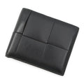 Bottega Veneta Maxi INTRECCIATO Bifold Wallet Compact Billfold Black Leather