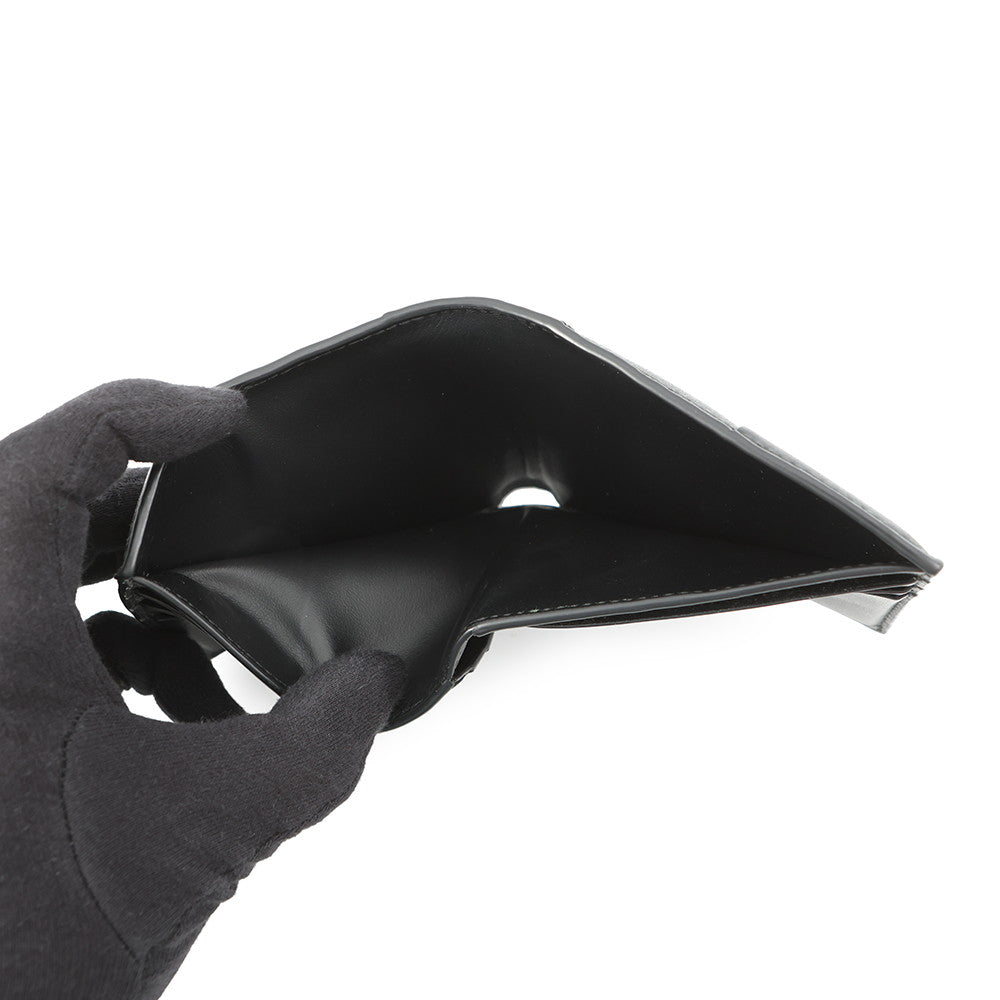 Bottega Veneta Maxi INTRECCIATO Bifold Wallet Compact Billfold Black Leather