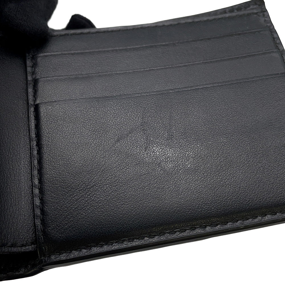 Bottega Veneta Maxi INTRECCIATO Bifold Wallet Compact Billfold Black Leather