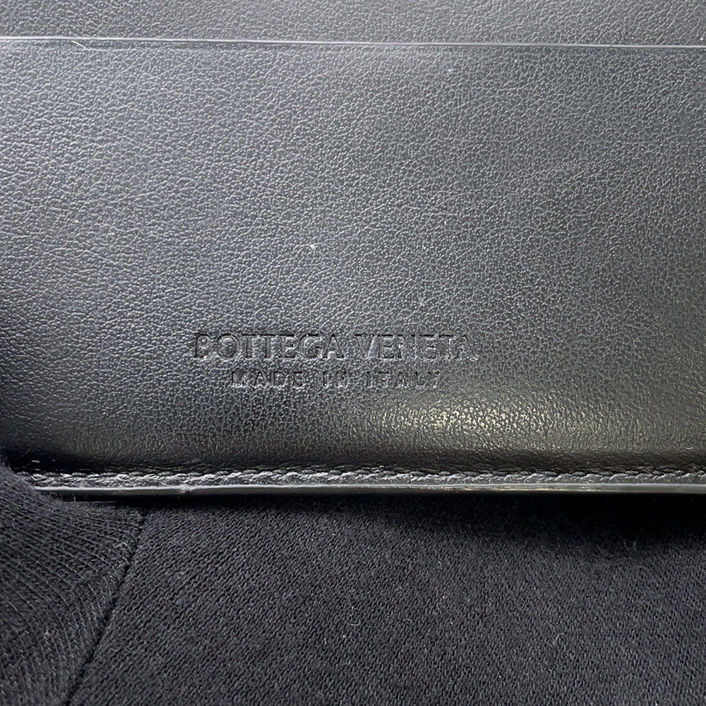 Bottega Veneta Maxi INTRECCIATO Bifold Wallet Compact Billfold Black Leather