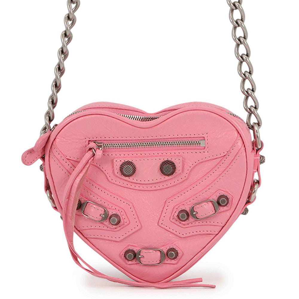 BALENCIAGA Lucagol Heart ChainShoulder Bag Pink722781 Leather