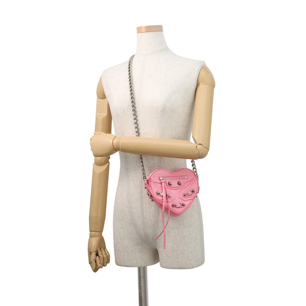 BALENCIAGA Lucagol Heart ChainShoulder Bag Pink722781 Leather
