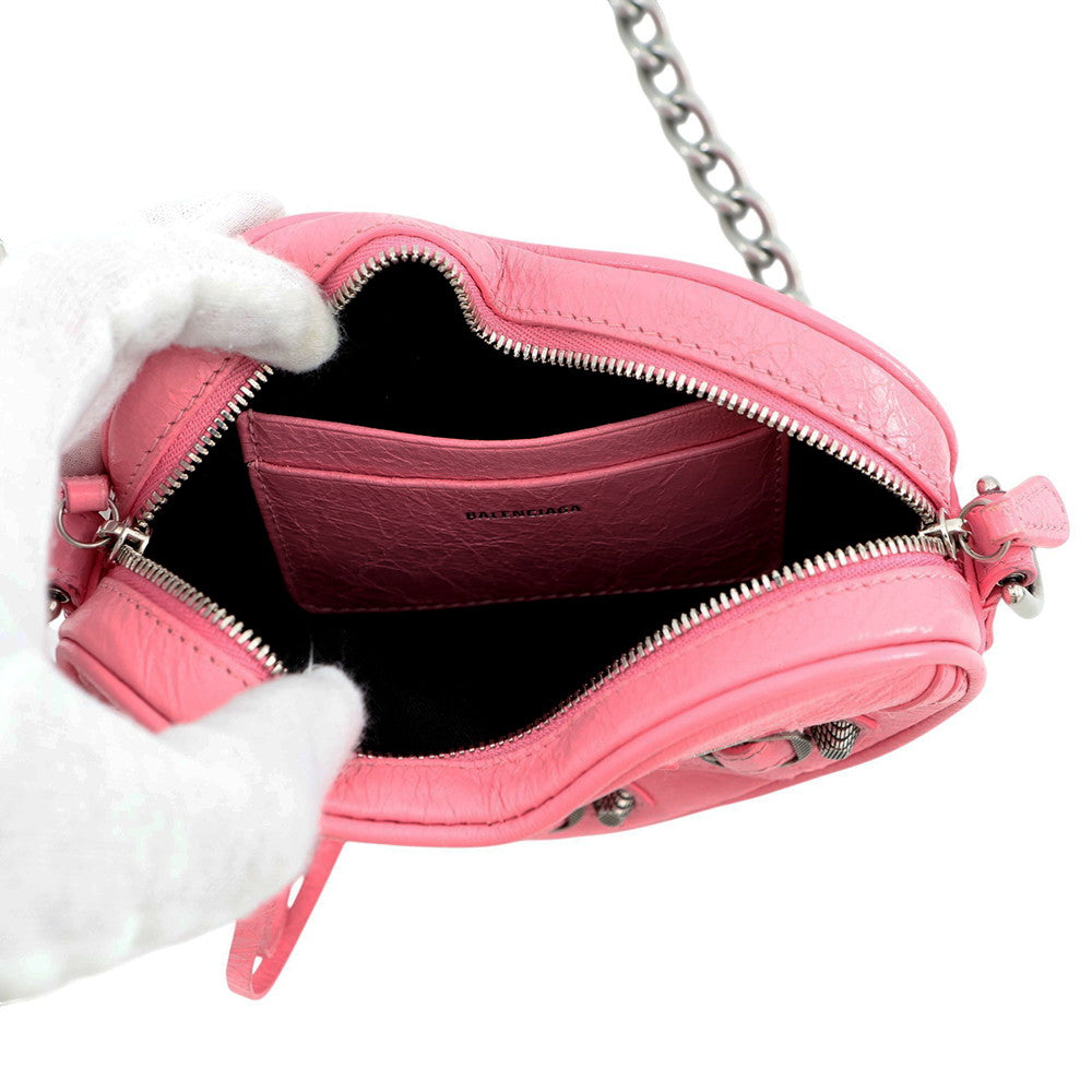 BALENCIAGA Lucagol Heart ChainShoulder Bag Pink722781 Leather