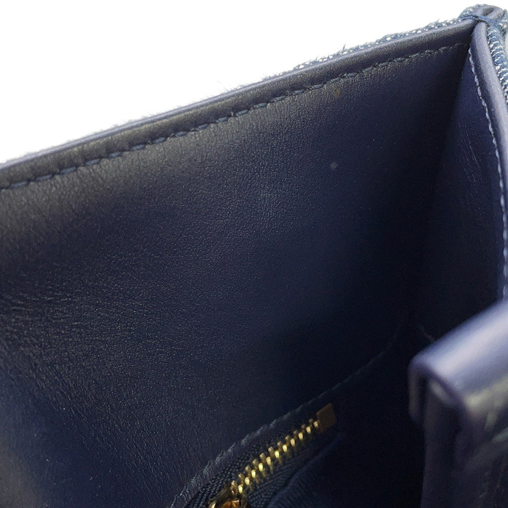 Ferragamo Logo 2-Way Denim Tote Bag Blue Cotton