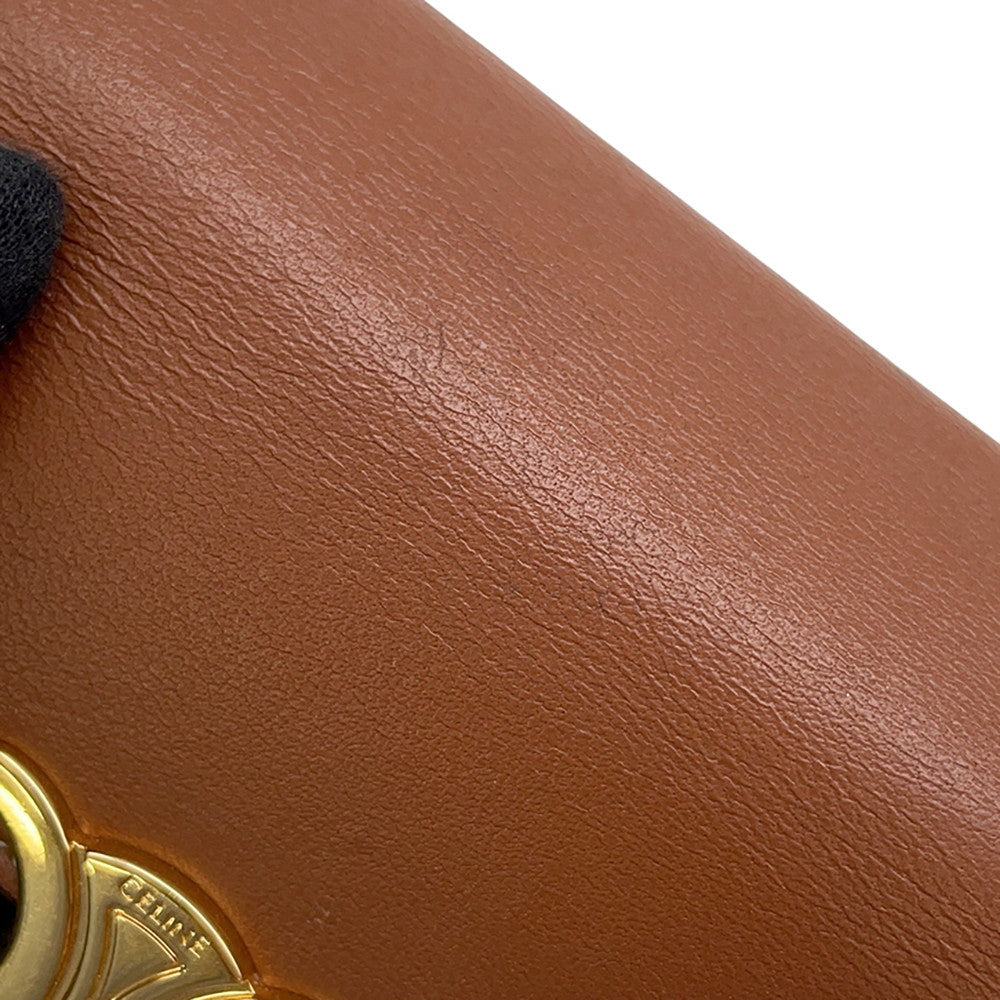 CELINE Triomphe Tri-fold Compact Wallet Brown10D783 Leather