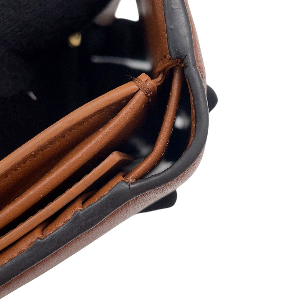 CELINE Triomphe Tri-fold Compact Wallet Brown10D783 Leather